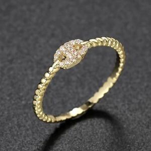 14k Gold over‎ Silver Ring with Pave Diamond Accent Elegant Jewelry Ring